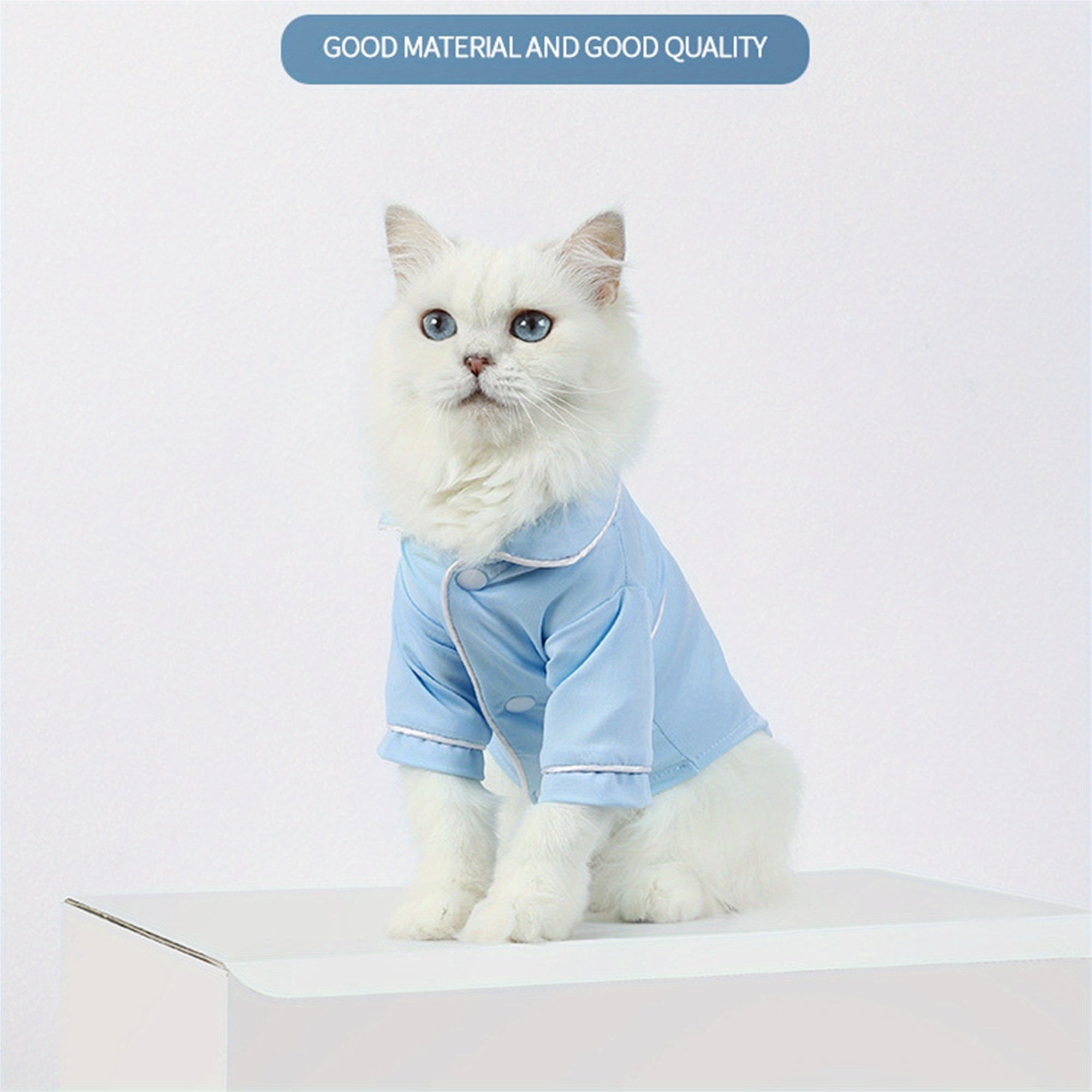 Cute Small Dog Pajamas Contrast Color Trim Lapel Neck Two-Legged Snap-up Cat Clothes