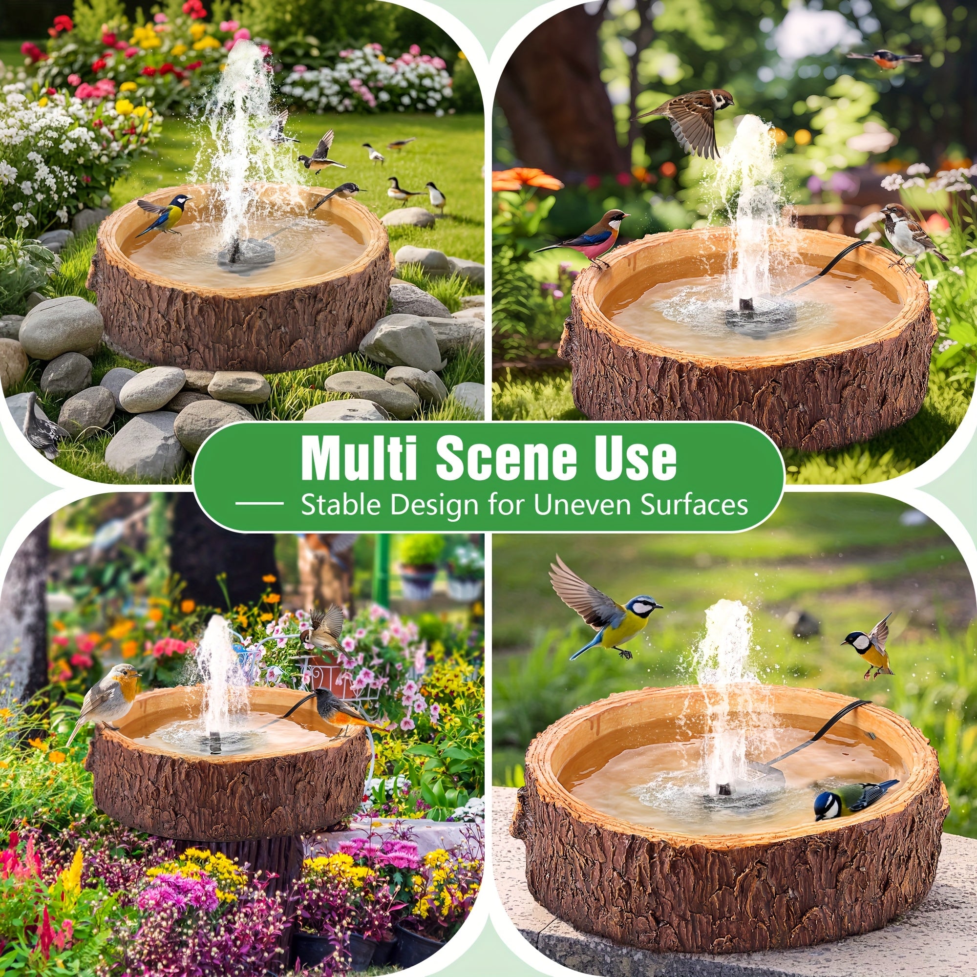 1 Outdoor Bird Bath Fountain with Adjustable 2 Nozzles