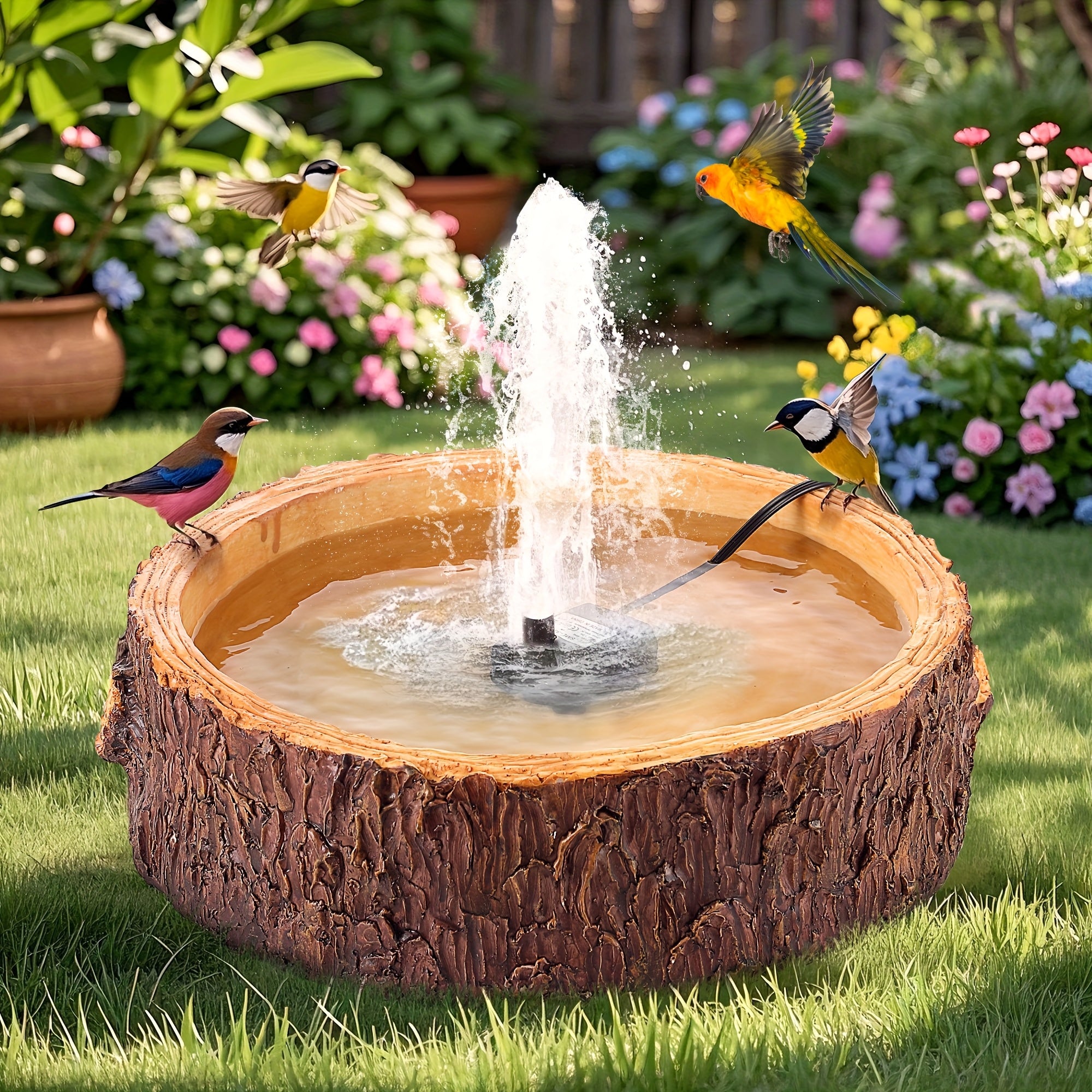 1 Outdoor Bird Bath Fountain with Adjustable 2 Nozzles