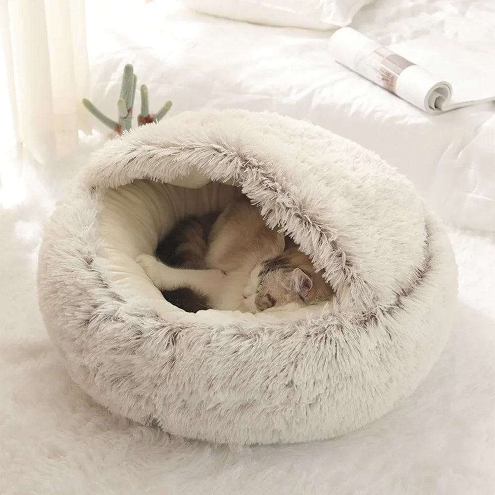 Soft Warm Long Plush Pet Bed Encloses  Nest