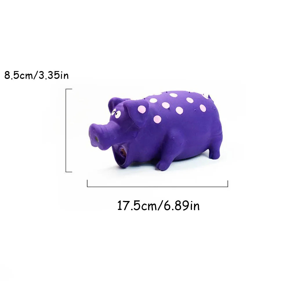 Pet Latex Pig Toy - Squeaky, Spotted, Durable Chew & Molar Toy for Dogs