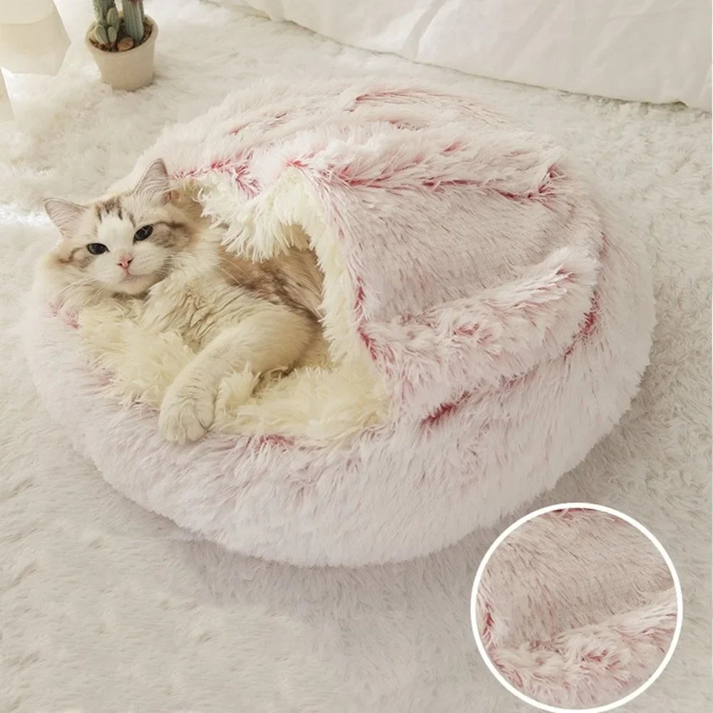 Soft Warm Long Plush Pet Bed Encloses  Nest
