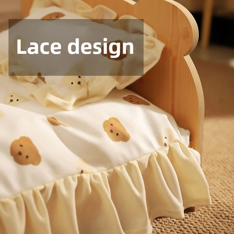 Wooden Cat Bed Keep Warm Rest Cat Kennel Removable and Washable