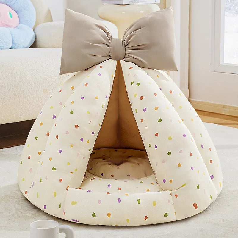 Cute Cat Bed Enclosed All-Season Pet Bed for Cats Small Dogs