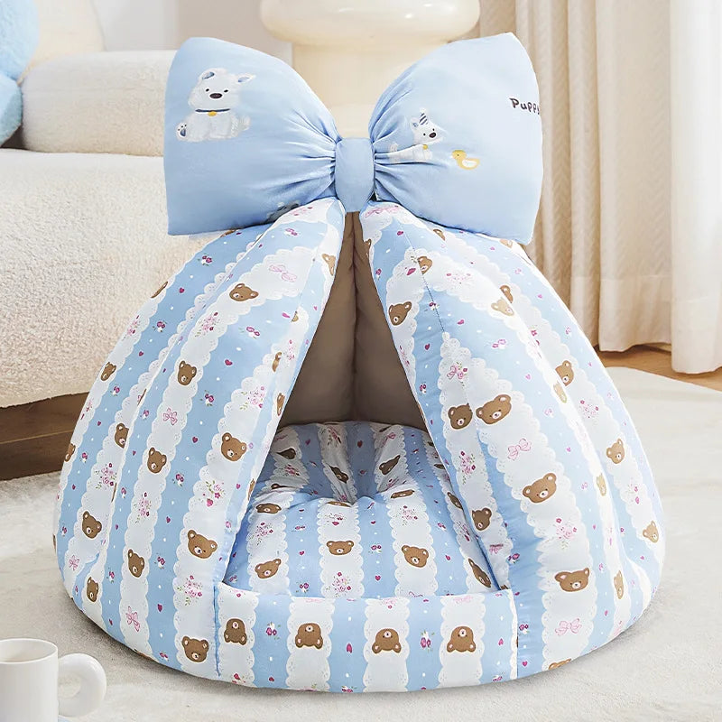 Cute Cat Bed Enclosed All-Season Pet Bed for Cats Small Dogs
