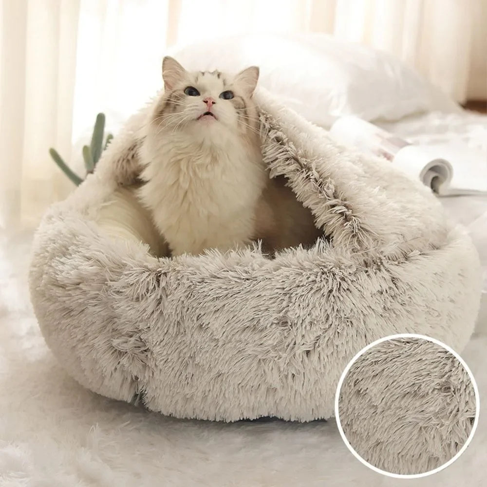 Soft Warm Long Plush Pet Bed Encloses  Nest