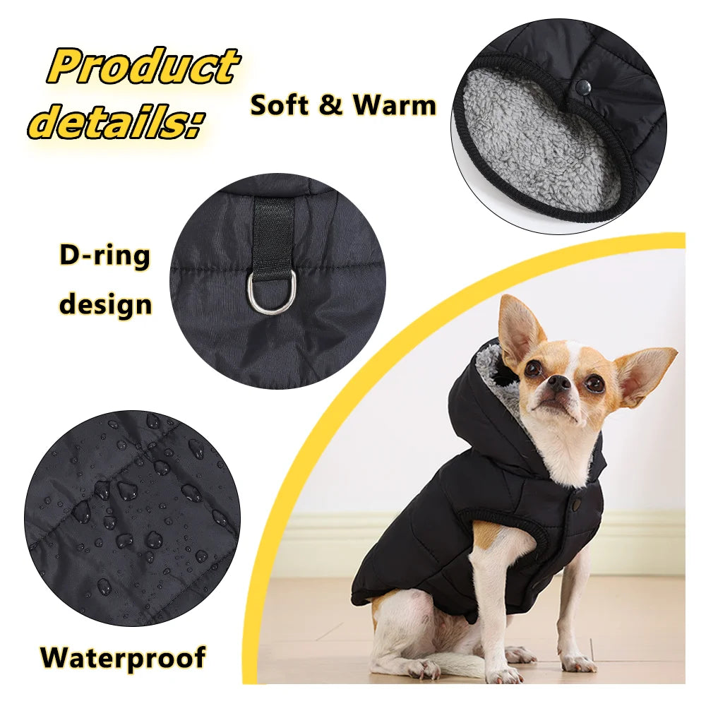 Winter Fleece Cat Clothes Warm Kitten Jacket Hoodies Waterproof Pet Coat Soft Comfortable with D-Ring for Dogs Sphynx Supplies