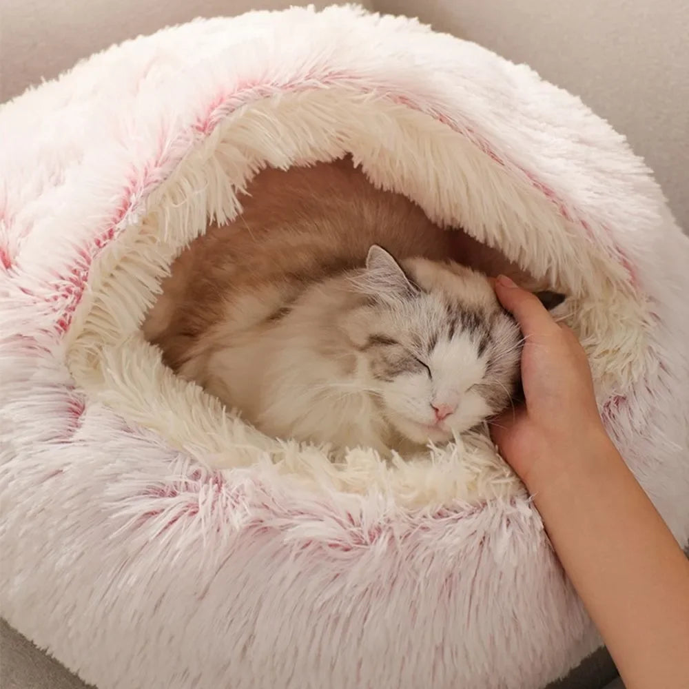 Soft Warm Long Plush Pet Bed Encloses  Nest
