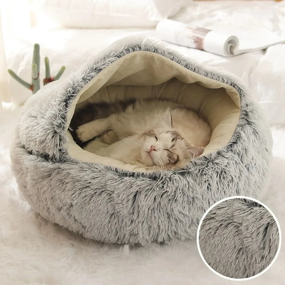 Soft Warm Long Plush Pet Bed Encloses  Nest