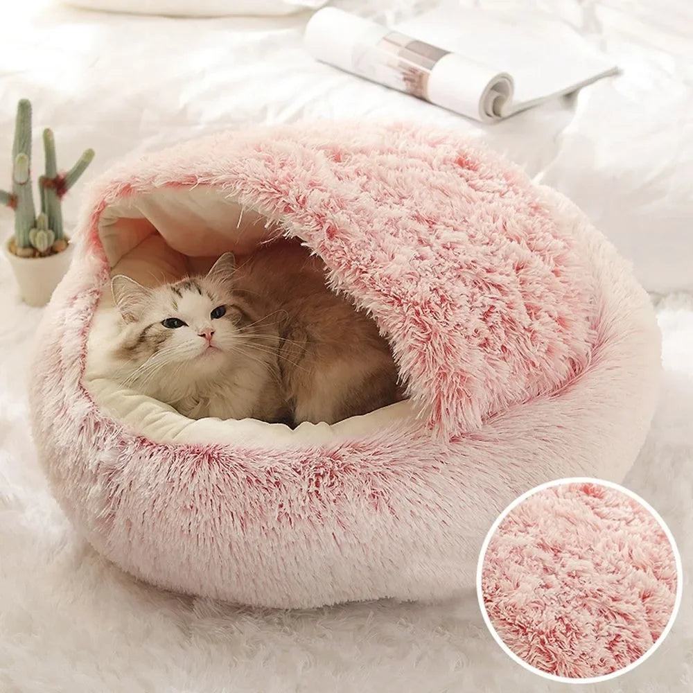 Soft Warm Long Plush Pet Bed Encloses  Nest