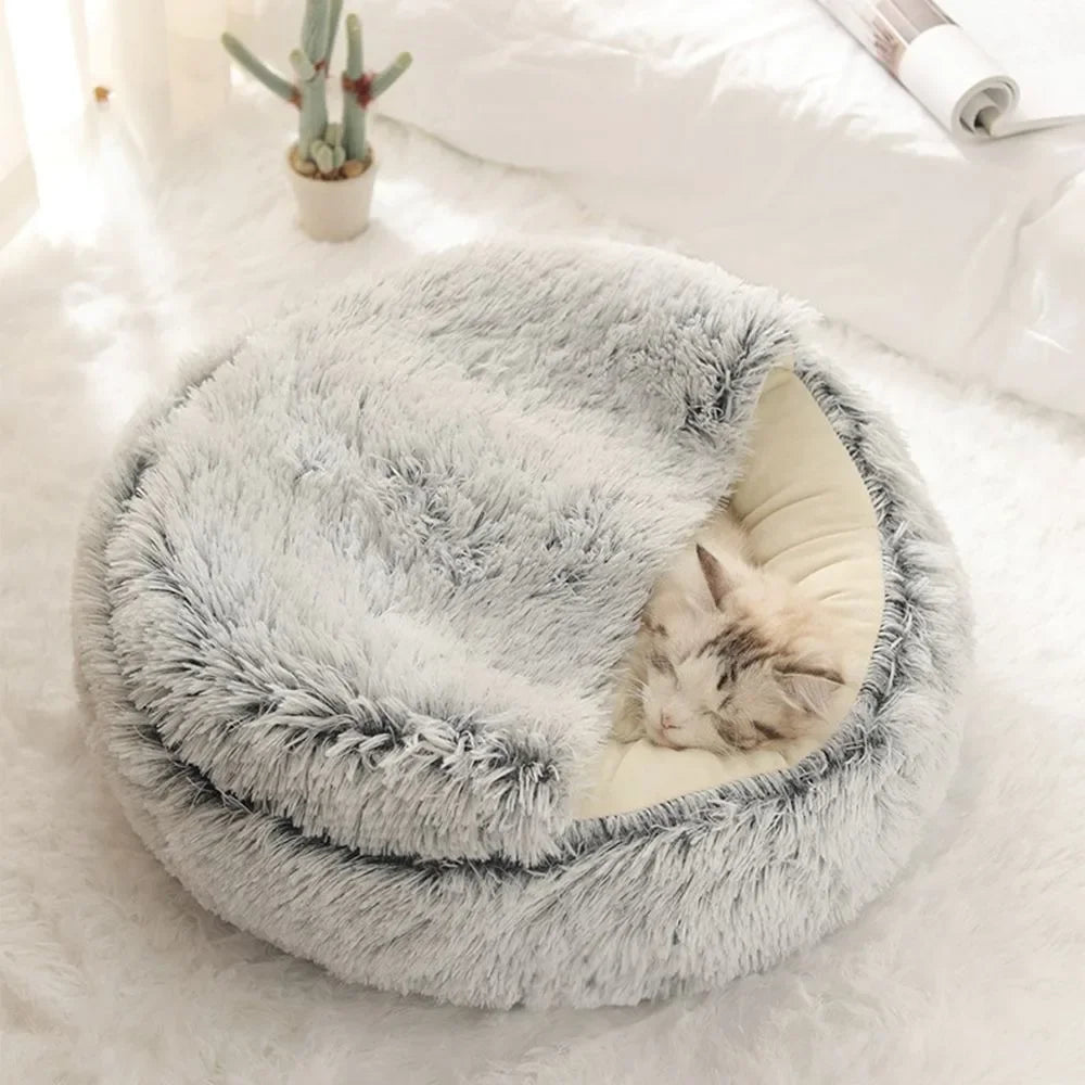 Soft Warm Long Plush Pet Bed Encloses  Nest