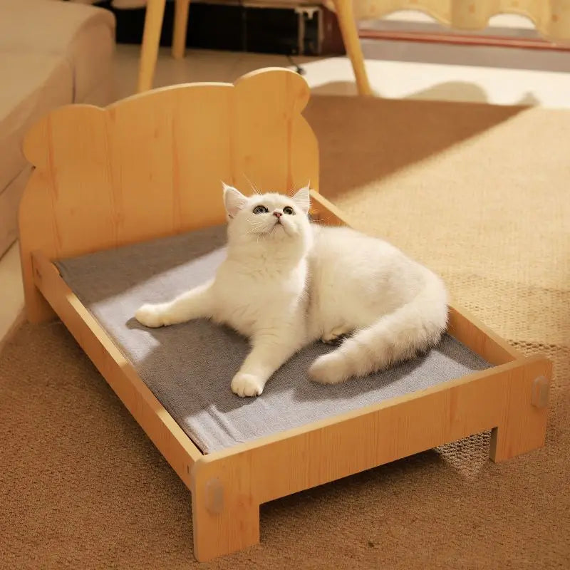 Wooden Cat Bed Keep Warm Rest Cat Kennel Removable and Washable