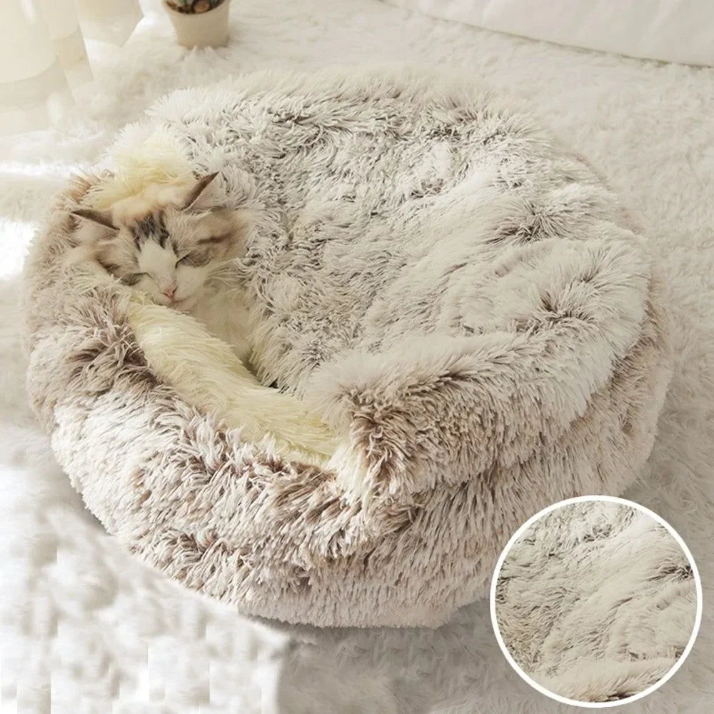 Soft Warm Long Plush Pet Bed Encloses  Nest