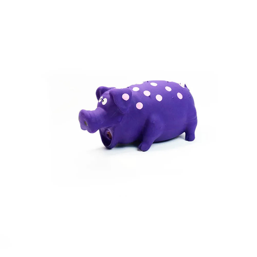 Pet Latex Pig Toy - Squeaky, Spotted, Durable Chew & Molar Toy for Dogs