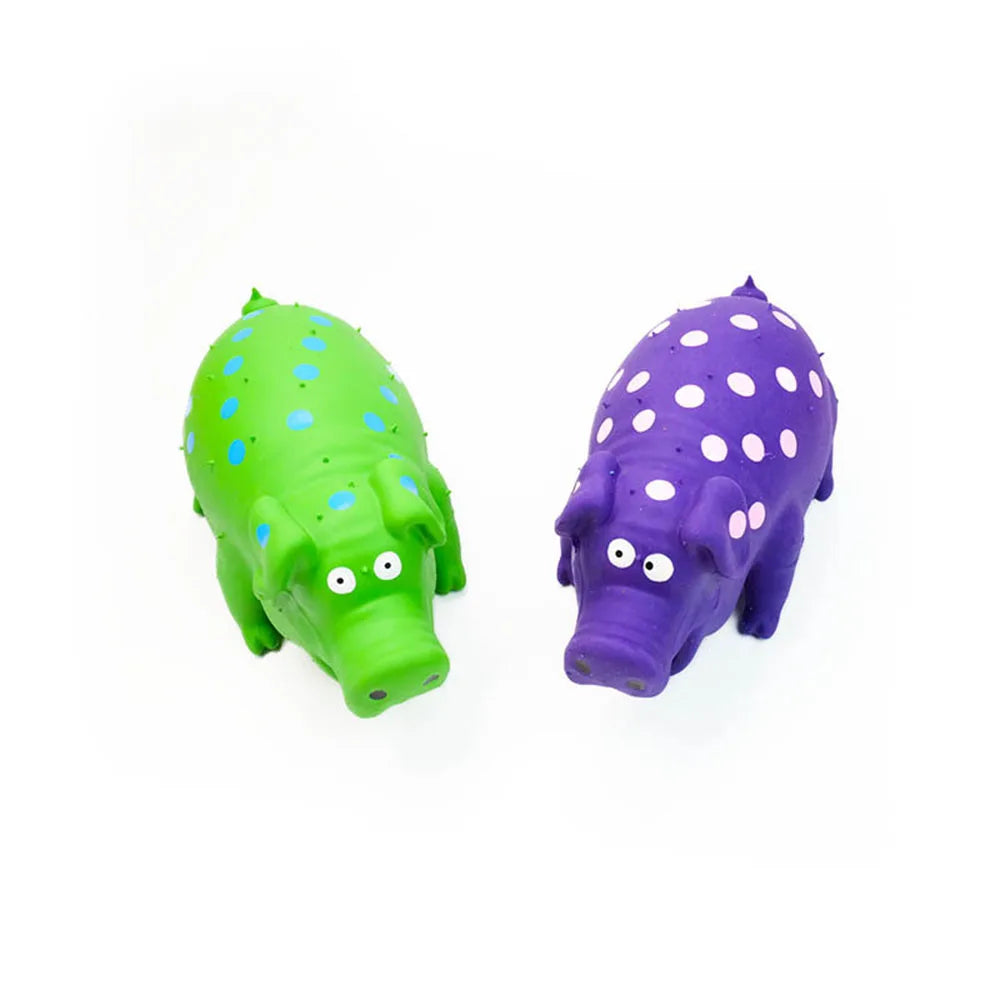 Pet Latex Pig Toy - Squeaky, Spotted, Durable Chew & Molar Toy for Dogs