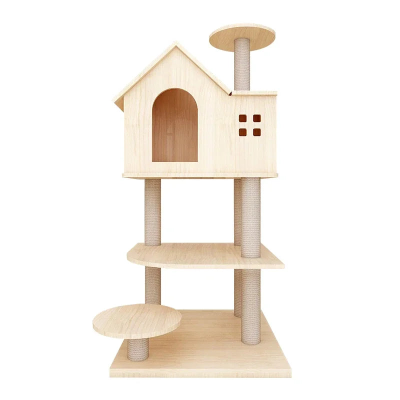 Multi Level Wooden Cat Condo House