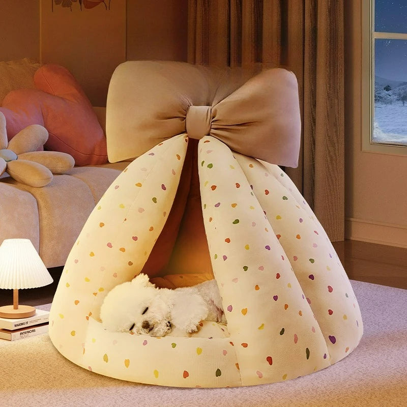 Cute Cat Bed Enclosed All-Season Pet Bed for Cats Small Dogs