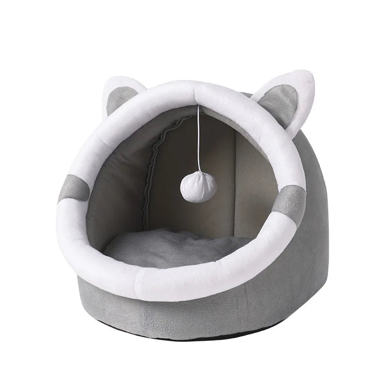 Cat Bed Cat House Warm Cartoon Pet Bed Foldable Removable Washable Pet Sleeping Bed for Cat Small Dog Mat Bag Cave Cattery