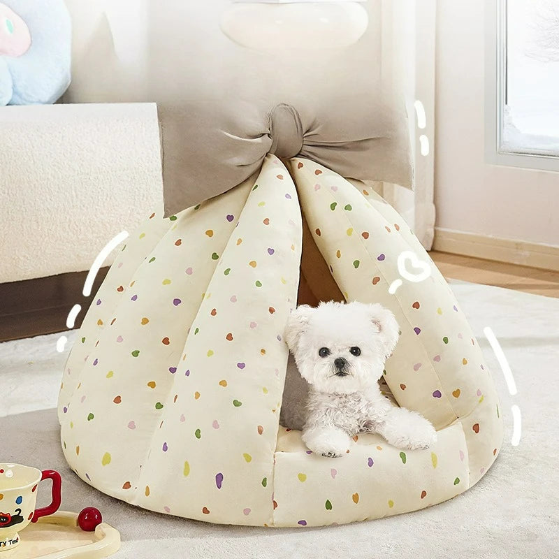 Cute Cat Bed Enclosed All-Season Pet Bed for Cats Small Dogs