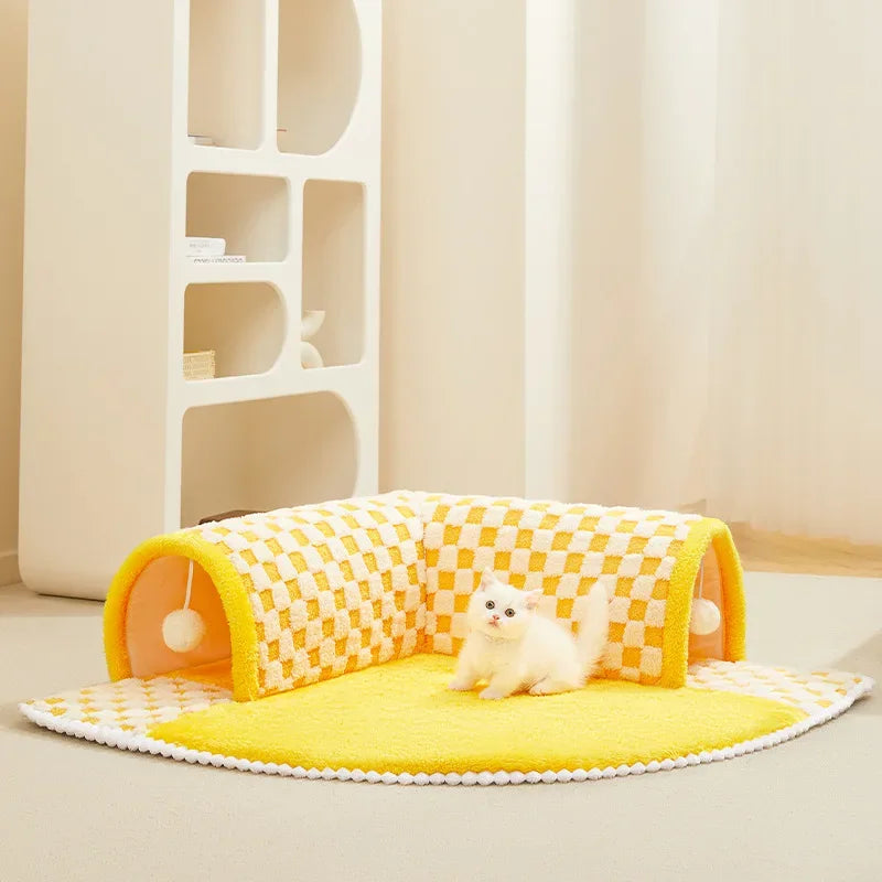 Cat Bed Can Play Cat Tunnel Doghouse Bed Kitten Dog Basket Bed