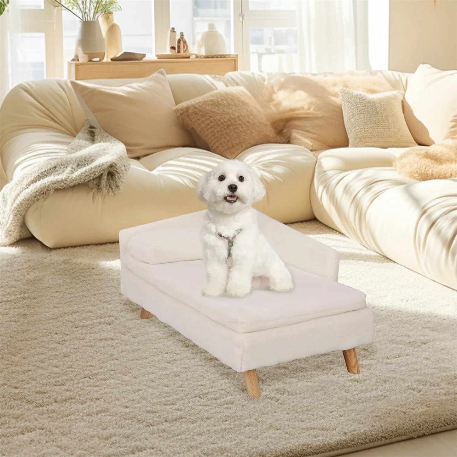 Elevated Pet Bed, Nordic Pet Stool Bed with Cozy Pad Dog Kitten