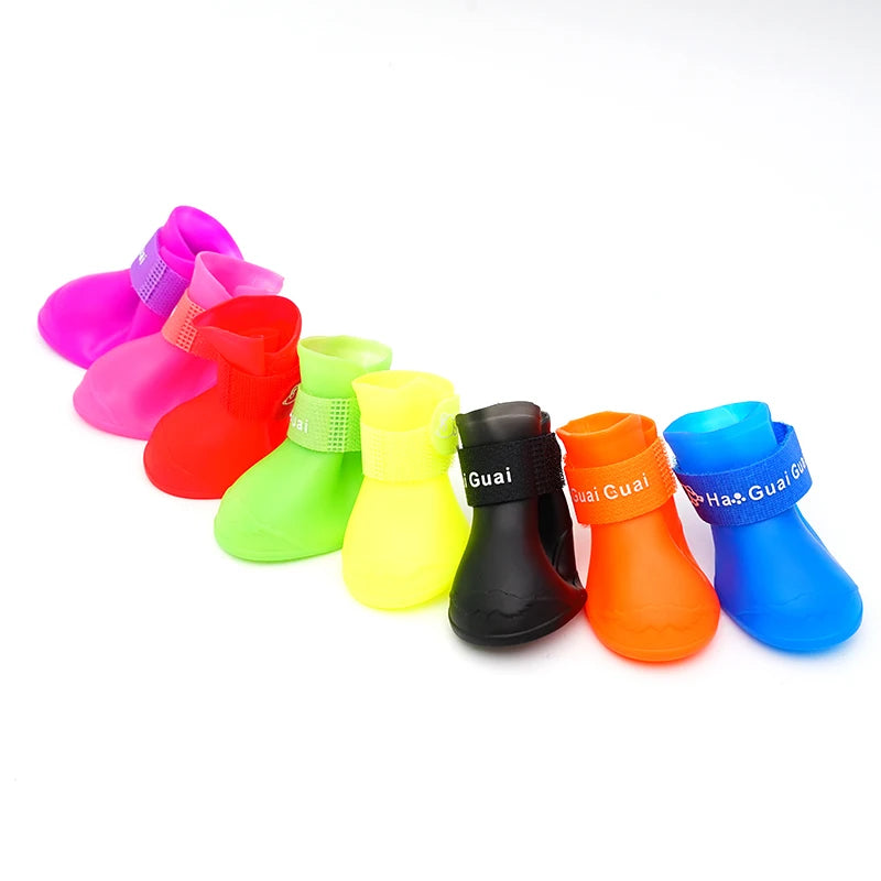 Pet silicone rain shoes anti-dirty non-slip waterproof dog shoes