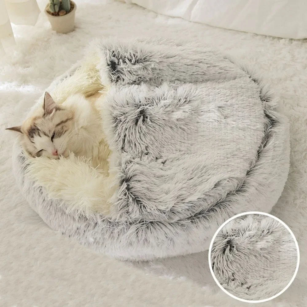 Soft Warm Long Plush Pet Bed Encloses  Nest
