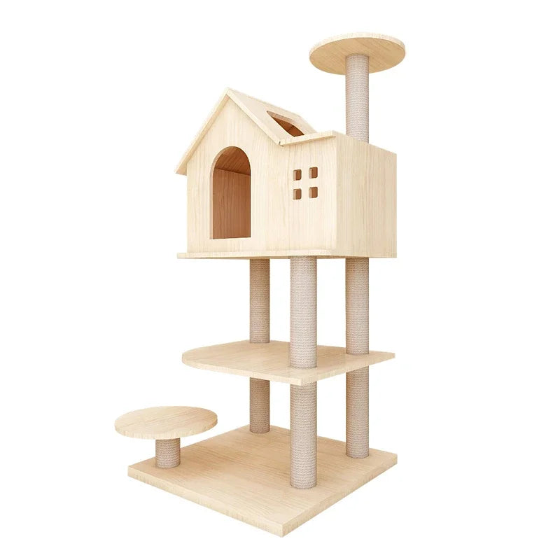 Multi Level Wooden Cat Condo House