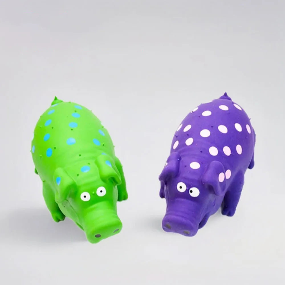 Pet Latex Pig Toy - Squeaky, Spotted, Durable Chew & Molar Toy for Dogs