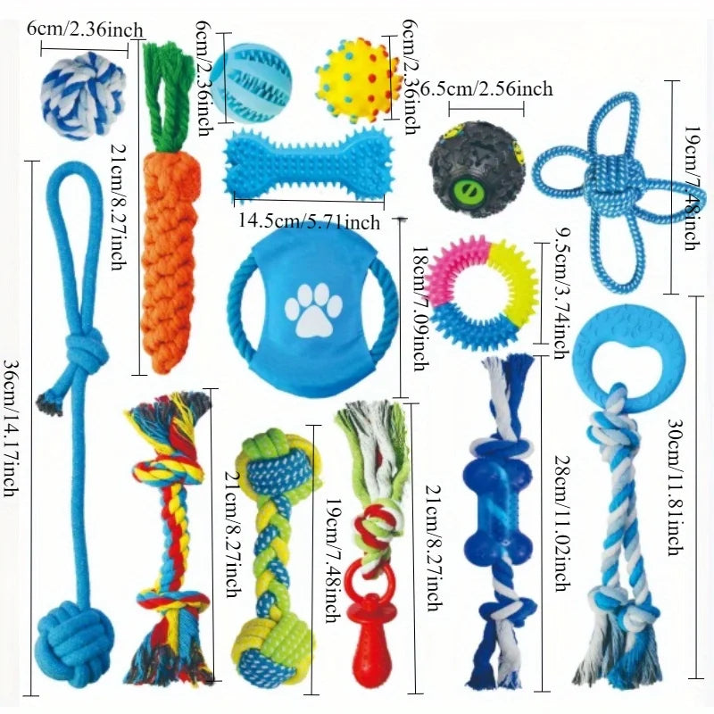 15PCS Dog Toys for Aggressive Chewers