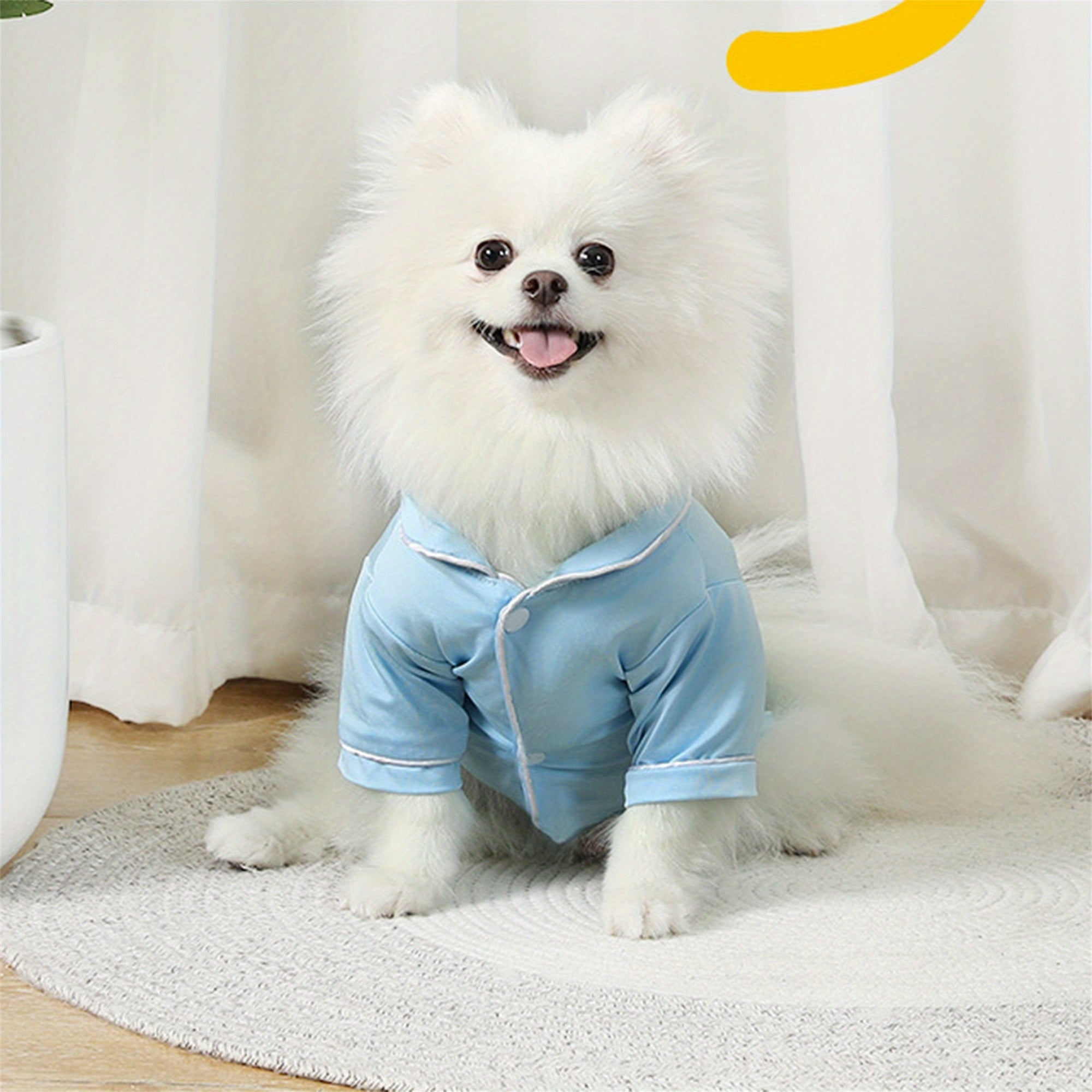 Cute Small Dog Pajamas Contrast Color Trim Lapel Neck Two-Legged Snap-up Cat Clothes